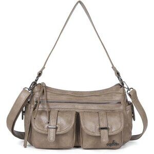 Women Shoulder Bag Multi Pocket Khaki Brown